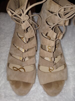 Sam Edelman Santina Caged Lace-Up Wedge Sandals Size 9 Used