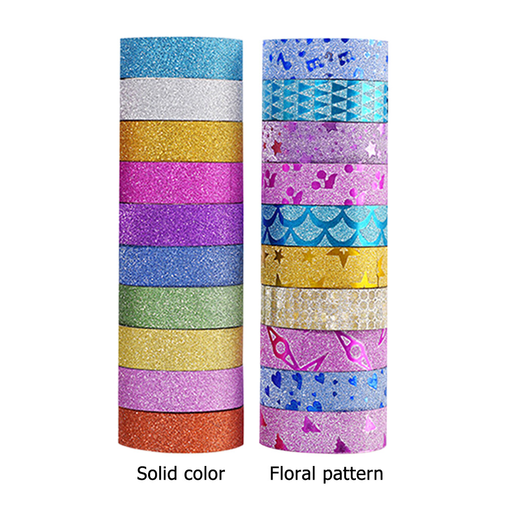 Glitter Washi Tape Stickers DIY Album Diary Decor 10pcs Stationery