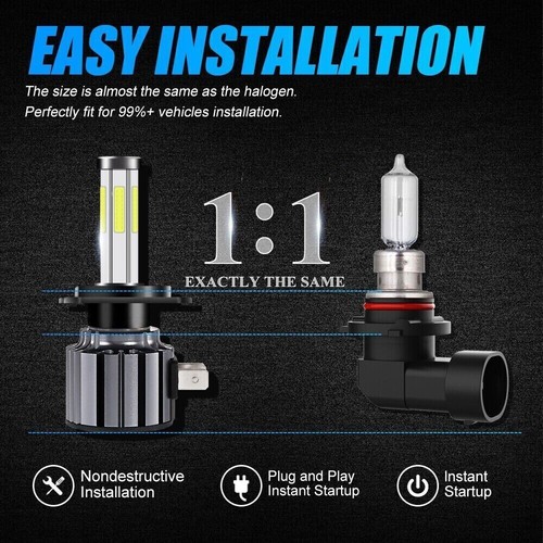 6-Sides H7 LED Headlight Globes Bulb Kit High/Lo Beam 6500K 38400LM Bright White - Picture 9 of 12