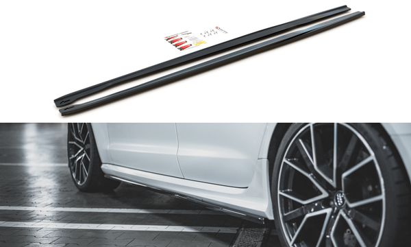 CUP Seitenschweller AnsäTze Schwarz FüR Audi Rs6 4G Skirts Leisten Schweller V2-image