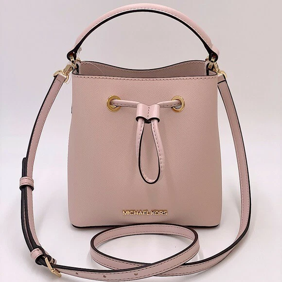 Michael Kors Suri Small Leather Powder Blush Pink Bucket Crossbody Hand Bag