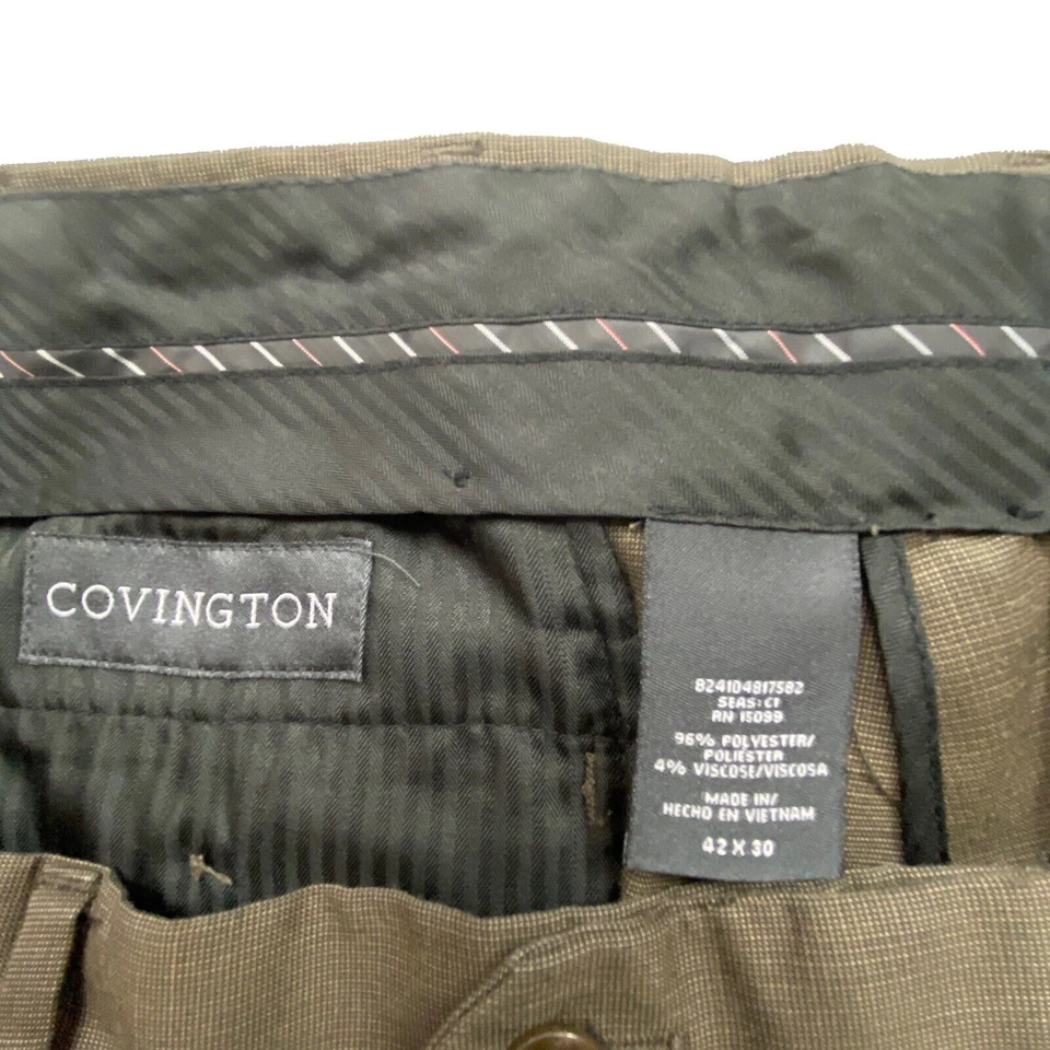 Pantalones Covington plisados de pierna recta para hombre talla 42x30 verde lavado oscuro Foto 4 de 4