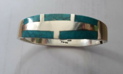 Vintage MEXICO TM-181 925 Sterling Silver Turquoise Bangle Bracelet | eBay