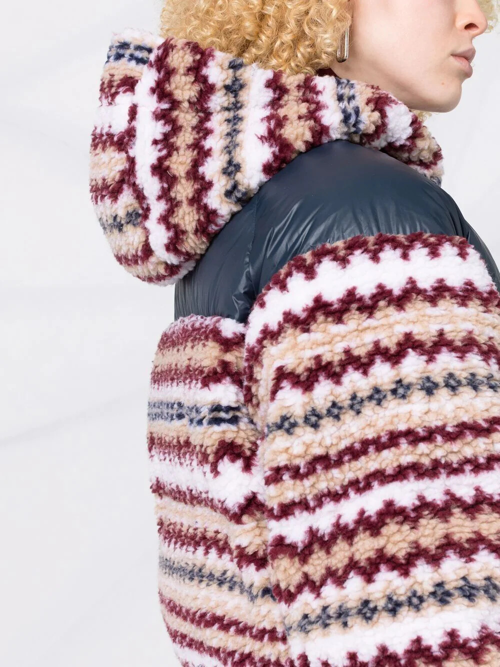 Joealla Rag NEW Rag & Bone Joella High-pile Fleece Puffer Jacket In Ivory Multi L # ...