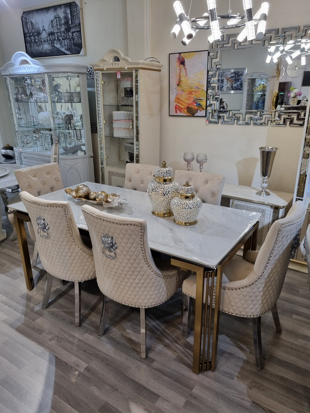 Luxury Gold and White Marble Dining Table eBay