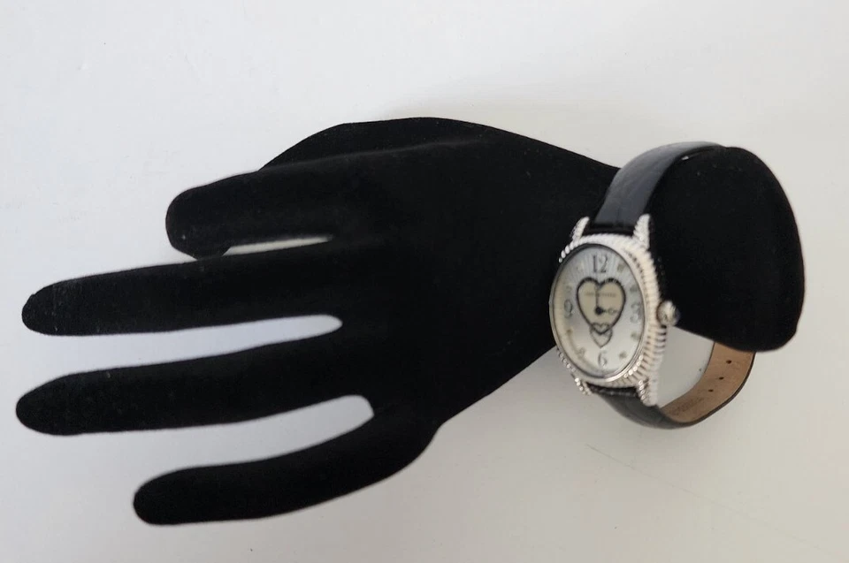 NUEVO Reloj Judith Ripka Diamante MOP Plata Esterlina Correa de Cuero Necesita Batería Foto 2 de 4