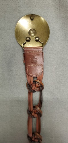 Vintage Leather Belt Womens 34 Ornate Medallion Buckle Knotted Western Boho Vtg - Picture 10 of 19