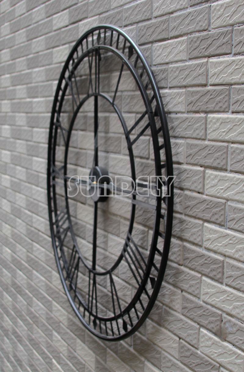 80cm Stunning Extra Large Black Metal Wall Clock Black Skeleton Wall