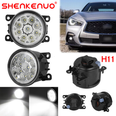 For 2014-2020 Infiniti Q50 QX60 QX80 Pair Bumper LED Fogs Driving Lamps White
