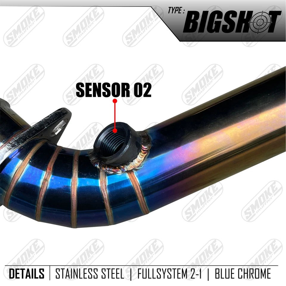 Escape apto para Harley Davidson FAT BOB 2018-2024 sistema completo color azul acero inoxidable Foto 2 de 4