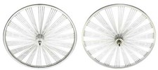 Lowrider Chrome 26" Fan 144 Spoke Wheel Set. Front and Back Coaster Wheel