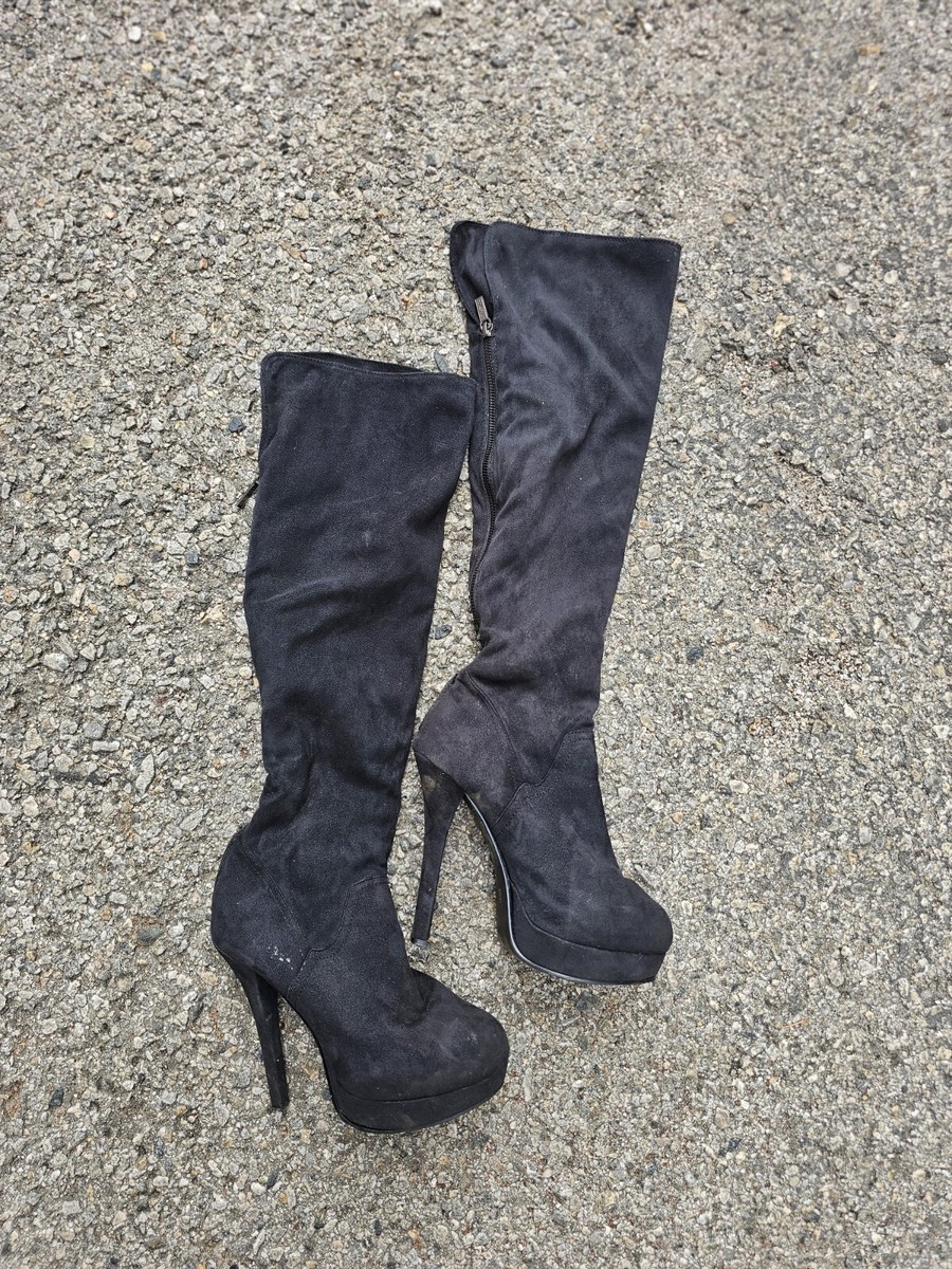 Kim Kardashian Kollectio Suede Knee High Boots UK