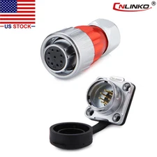 9 Pin Power Signal Connector Female Plug & Male Socket Waterproof IP67 Metal