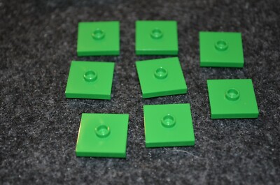 (8) 2x2 Light (Bright) Green Tile w/ Center Nub / Jumper Brick Bricks ~ NEW Lego