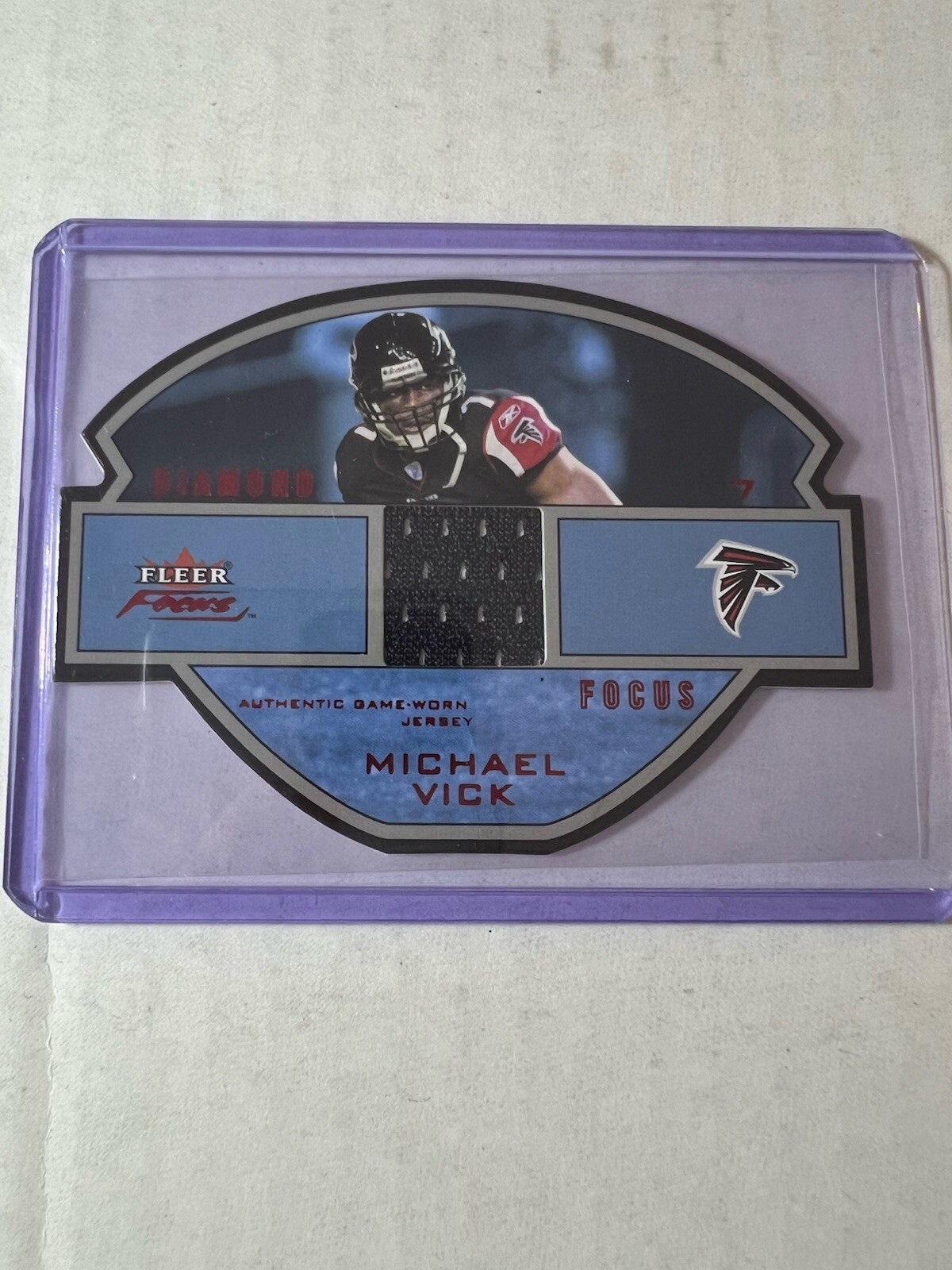 Michael Vick 2003 Fleer Focus DIAMOND FOCUS DIE CUT JERSEY PATCH #DF-MV 10/50