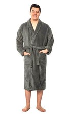 Super Soft Fleece Shawl Robe Warm Men's Lounge Robe Plush Shawl Fleece Bathrobe