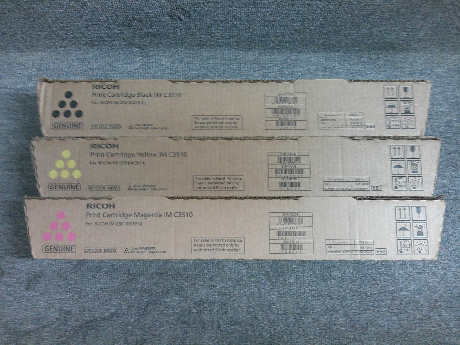 842550 842551 842552 KYM New Genuine Ricoh Print Cartridges IM C3010 C3510