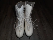 Vintage Aerflyte Womens Leather Ice  FigureSkates Sheffield Steel England Size10