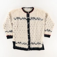 Jones Ney York Mohair Cardigan Sweater Ivory Women's PM