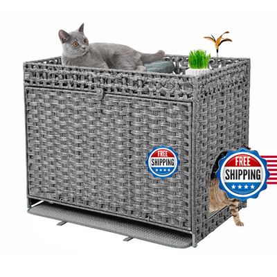 DOVEAID Cat Litter Box Enclosure Furniture Hidden, Pet House Litter Box Furnitur