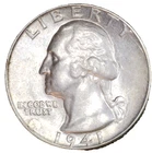 1941 P Uncirculated Washington Silver 25¢ Quarter BU