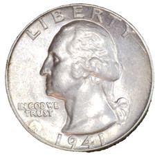 1941 P Uncirculated Washington Silver 25&cent; Quarter BU