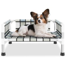 Elevated Raised Outdoor Dog Bed - Cooling Washable Dog Cot with Guardrail, Du...