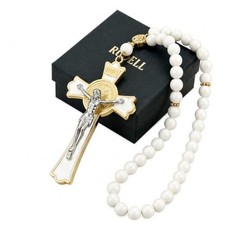 Catholic Car Rosary for Rearview Mirror 40-Bead Rosary with 40 Beads White