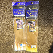 Outre Yaki Straight 100 Human Hair Weft Extension 14 in Color 27, 2 Pc
