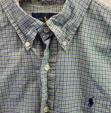 Ralph Lauren Blue Label Shirt Mens Medium Check Custom Fit Cotton Long Sleeve