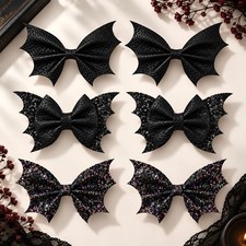 6 Pcs Gothic Bat Bow Hair Clips Halloween Hair Accessories for Women Girls 4 Inc