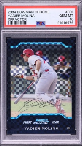 Yadier Molina [Xfractor] #301 2004 Bowman Chrome card