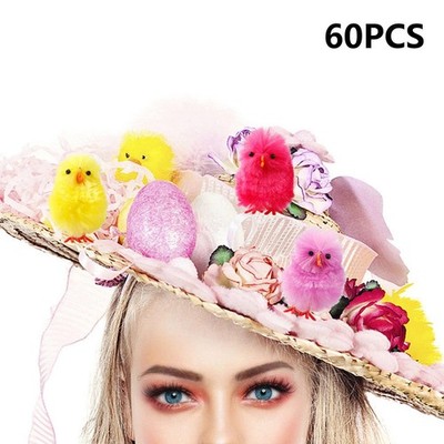 36 Stück Realistische Chenille Osterküken für Korb Ostern Haube Party