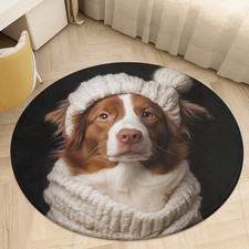 Cozy Dog Portrait Designed Round Mat Rug Circular Mats Circle Area Mat Floor Mat