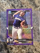 2018 Bowman Chrome Corbin Burnes Purple Mojo Refractor #'d/250 Milwaukee Brewers