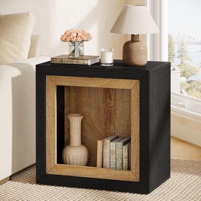 End Table with Storage Shelf, Industrial Sofa Couch Table Accent for Living Room
