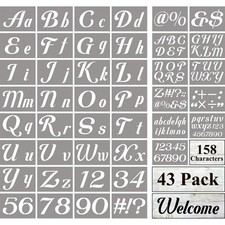 Large Letter Stencils for Painting on Wood - 43 Pack 8.27 x 5.51 inches