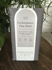 New Threshold 400 Thread Count Performance Flat Sheet, Gray FULL size