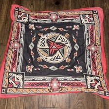 Vtg Wamcraft USA Southwest Aztec Tribal Bandana Cotton Handkerchief Scarf 28x28