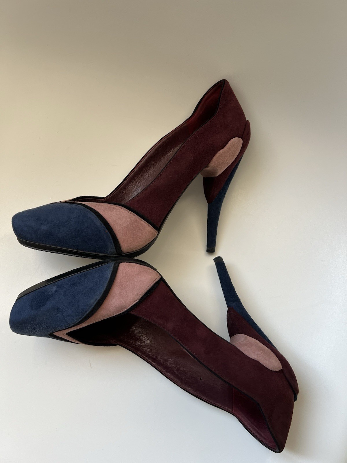 Miu Miu Prada Women's Heels Shoes Suede Multicolored Size 37,5 US 7.5-8.5 thumbnail 13