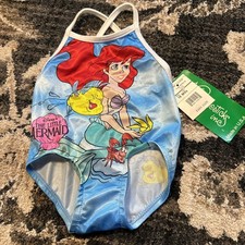 Vintage Little Mermaid Disney Swimsuit Girls 18mo Candlesticks Made in USA 90s