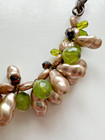 Vintage Chico's necklace, bronze tone, baroque pearls, green beads 17" — photo 4