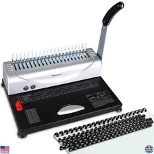 MAKEASY 21-Hole Comb Binding Machine - Binds Up to 450 Sheets, Includes Spines
