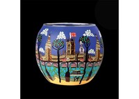 Teelichthalter Leuchtglas Rund Kerzenhalter Glas London 21813