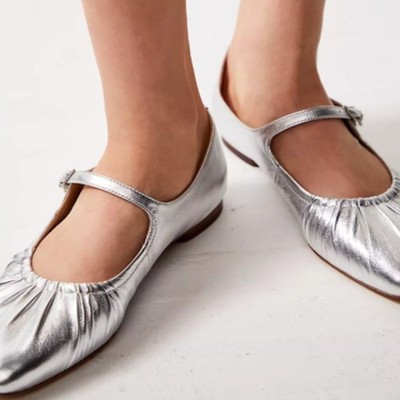Sam Edelman Women's 7 Soft Silver Leather Micah Mary Jane Flat