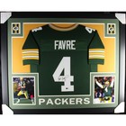 Brett Favre Autographed Pro Style Green XL Framed Jersey 35x43 Beckett 53073
