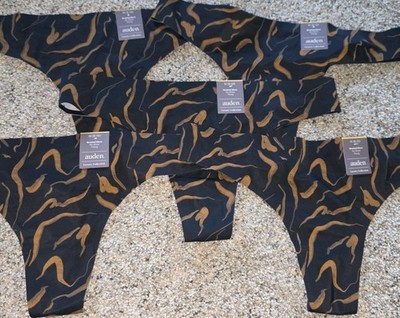 AUDEN 5 PIECE MEDIUM M 8 10 Womens  THONG PANTY PANTIES LOT NWT Black Brown