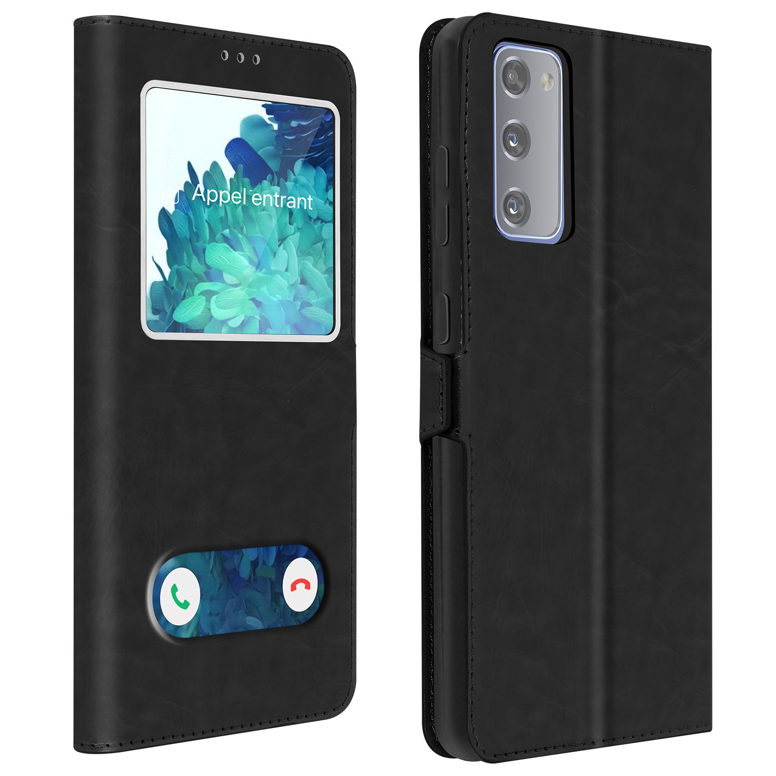 Coque Galaxy S20 FE double fenêtre anti-choc avec support vidéo pour visionner sans tenir