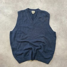 L.L.Bean Jumper Mens Large Vintage V-Neck Knit Cotton Sweater Vest, Black