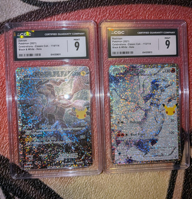 CGC 9 Pokémon Celebrations Zekrom 114/114 & Reshiram 113/114 Holo 